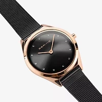 Bering Womens Crystal Accent Stainless Steel Bracelet Watch