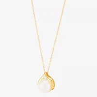 Certified Sofia™ Cultured Freshwater Pearl & Diamond-Accent 10K Gold Pendant Necklace