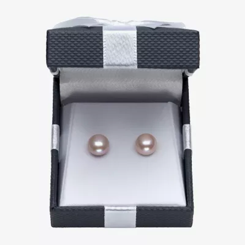 Dyed Pink Cultured Freshwater Pearl Sterling Silver Stud Earrings