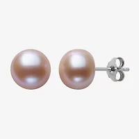 Dyed Pink Cultured Freshwater Pearl Sterling Silver Stud Earrings