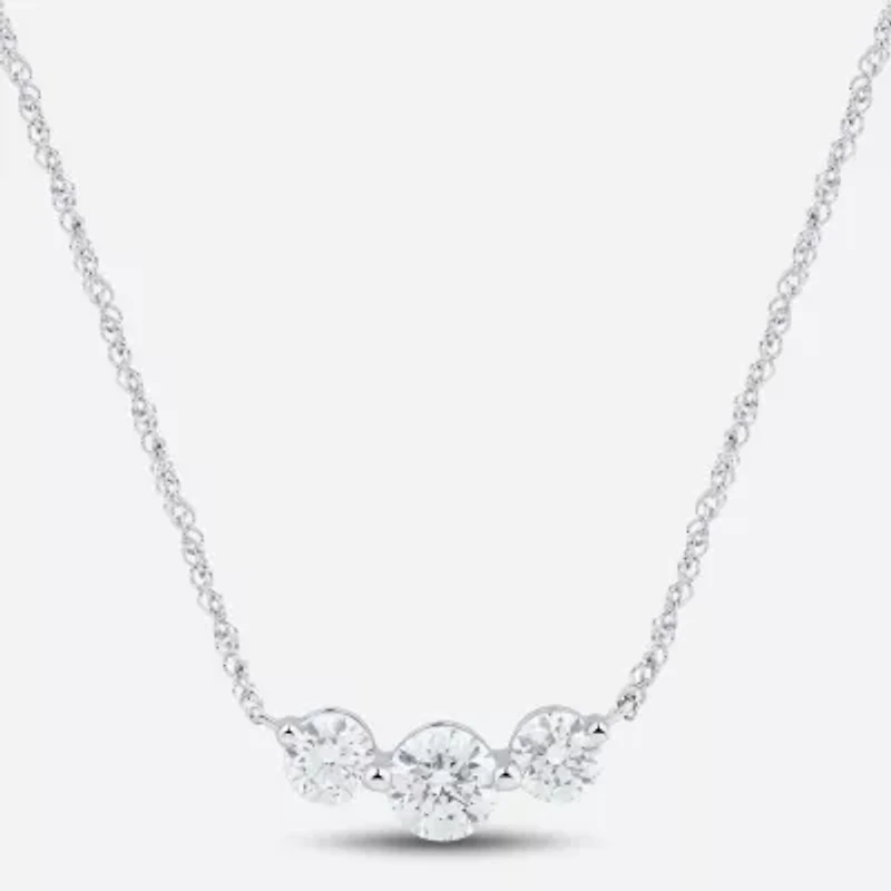 (Si1-Si2/ H-I) Womens 1 CT. T.W. Lab Grown White Diamond 10K White Gold Round 18 Inch Pendant Necklace