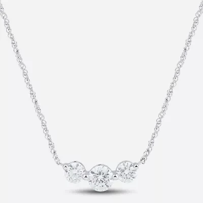 (Si1-Si2/ H-I) Womens 1 CT. T.W. Lab Grown White Diamond 10K White Gold Round 18 Inch Pendant Necklace