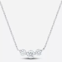 (Si1-Si2/ H-I) Womens 1 CT. T.W. Lab Grown White Diamond 10K White Gold Round 18 Inch Pendant Necklace