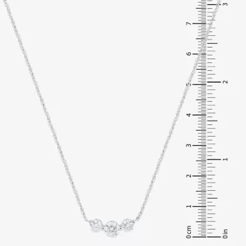 (Si1-Si2/ H-I) Womens 1 CT. T.W. Lab Grown White Diamond 10K White Gold Round 18 Inch Pendant Necklace