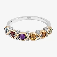 Marvel Fine Jewelry Womens Diamond Accent Genuine Yellow Citrine 14K Gold Over Silver 5-Stone Band