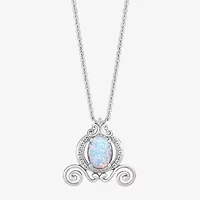 Enchanted Disney Fine Jewelry Womens Diamond Accent Lab Created White Opal Sterling Silver 18 Inch Pendant Necklace