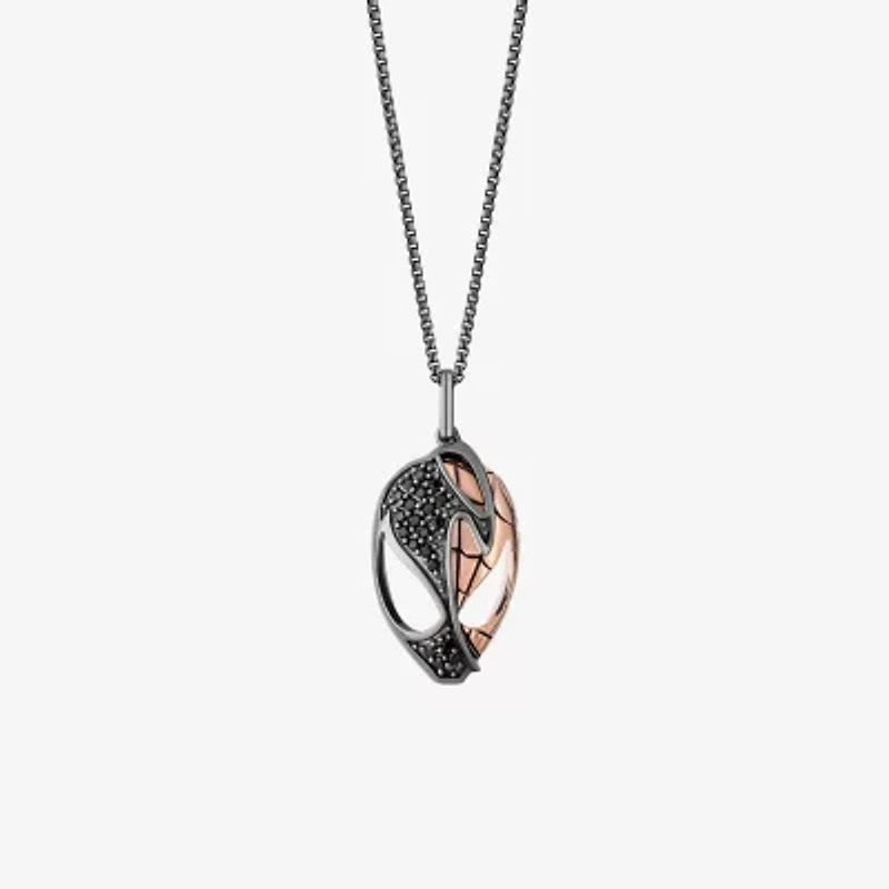 Marvel Fine Jewelry Womens 1/6 CT. T.W. Natural Black Diamond 14K Rose Gold Over Silver Sterling Silver 18 Inch Pendant Necklace