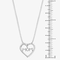 "Mom" (H-I / Si2) Womens 1/4 CT. T.W. Lab Grown White Diamond Sterling Silver Heart 18 Inch Pendant Necklace
