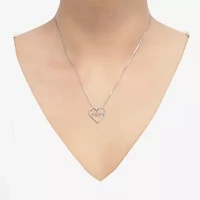 "Mom" (H-I / Si2) Womens 1/4 CT. T.W. Lab Grown White Diamond Sterling Silver Heart 18 Inch Pendant Necklace