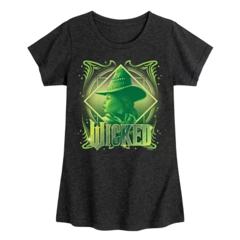 Elphaba Big Kid Girls Crew Neck Short Sleeve Wicked T-Shirt