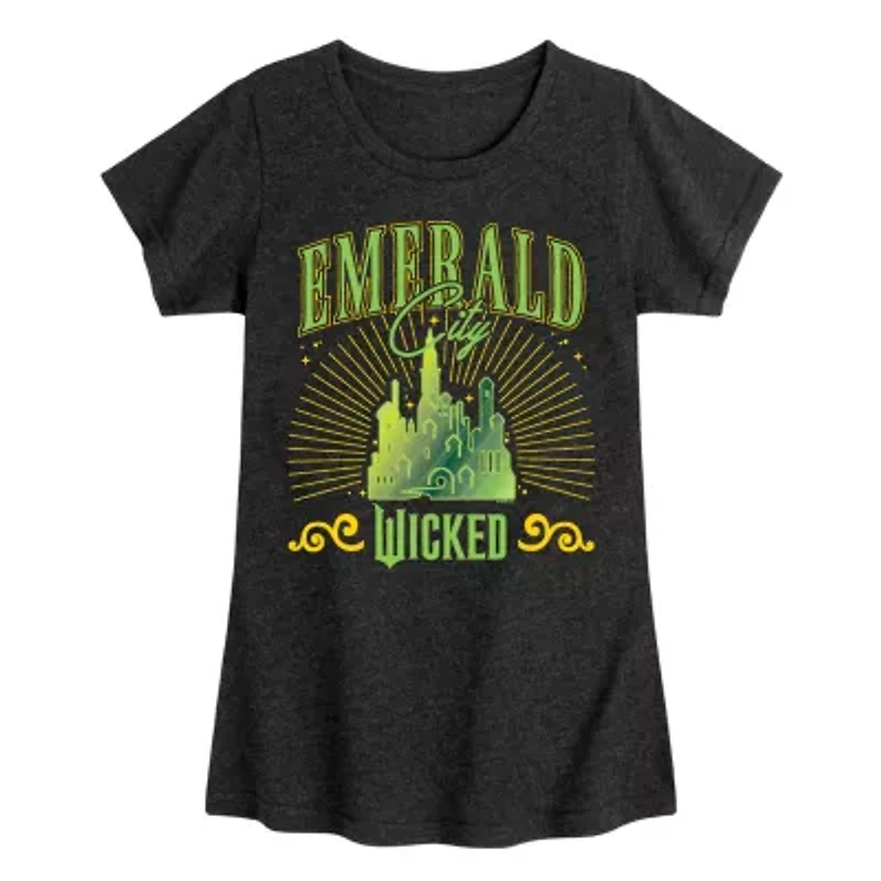 Emerald City Big Kid Girls Crew Neck Short Sleeve Wicked T-Shirt