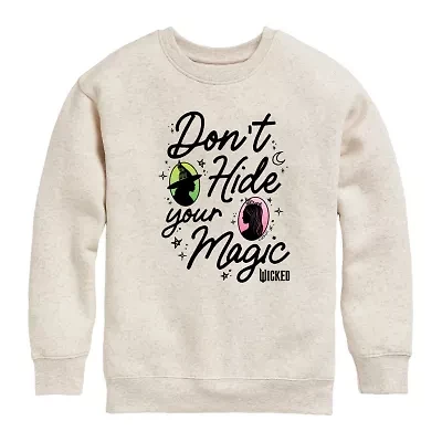 Dont Hide Magic Big Kid Girls Crew Neck Long Sleeve Wicked Sweatshirt