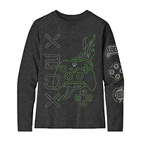 Xbox Little & Big Kid Boys Crew Neck Long Sleeve Regular Fit Graphic T-Shirt