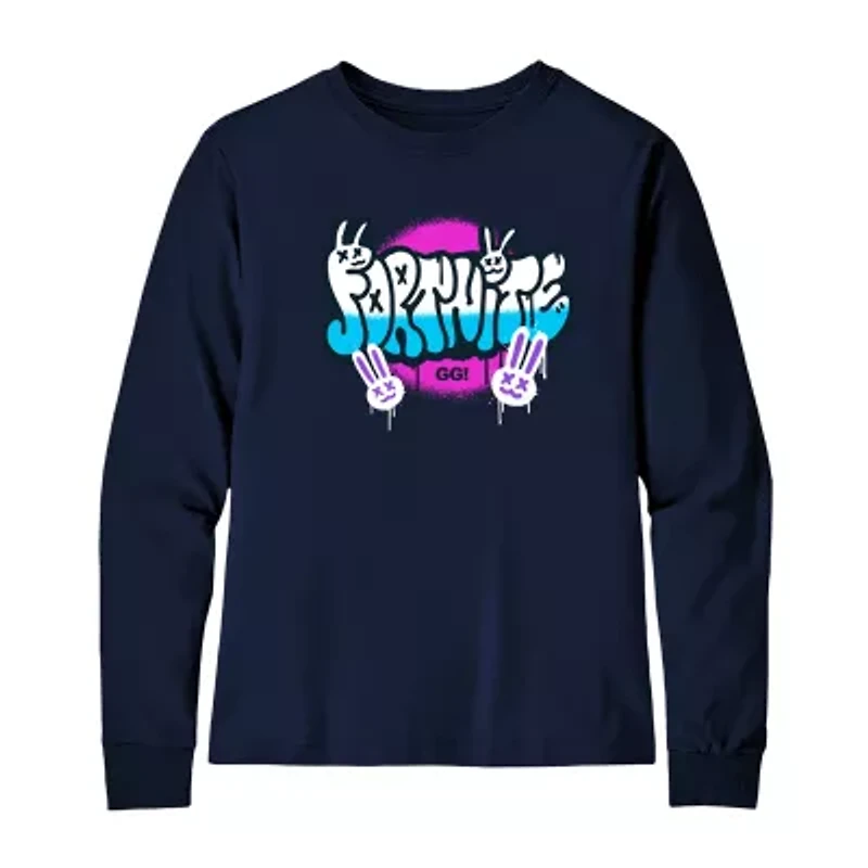 Big Kid Boys Crew Neck Long Sleeve Regular Fit Fortnite Graphic T-Shirt