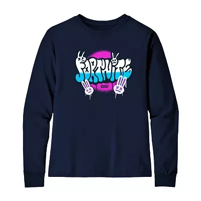 Big Kid Boys Crew Neck Long Sleeve Regular Fit Fortnite Graphic T-Shirt