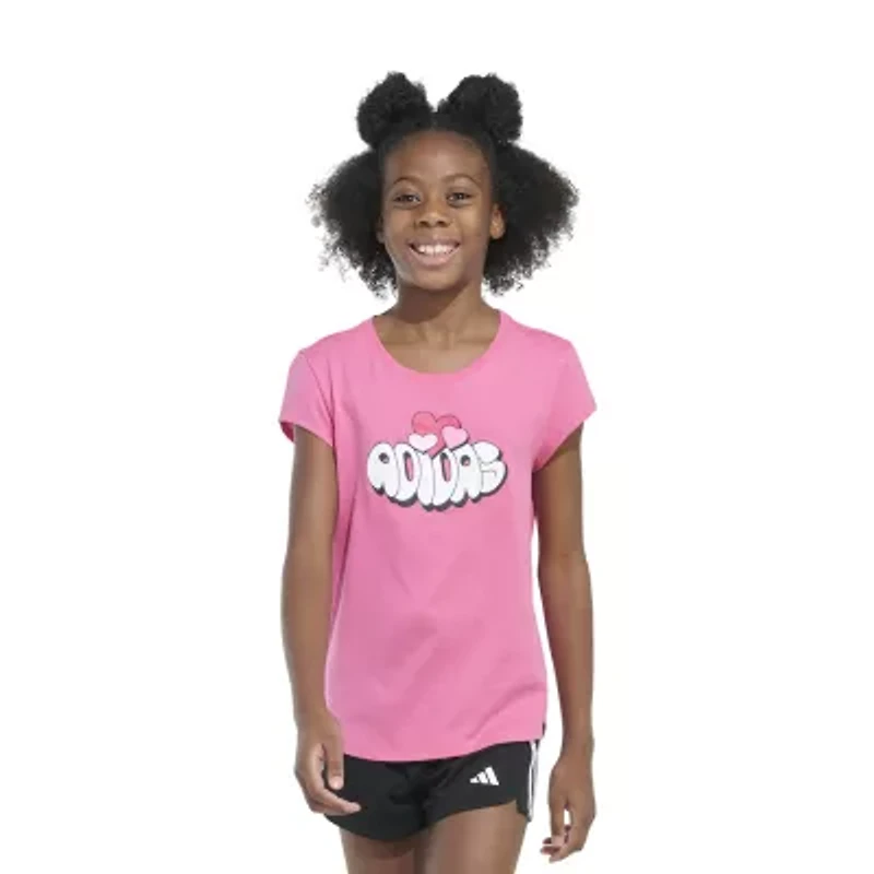 adidas Big Kid Girls Crew Neck Short Sleeve Slim Fit Graphic T-Shirt