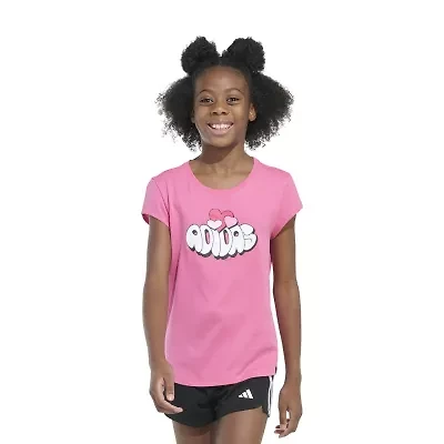 adidas Big Kid Girls Crew Neck Short Sleeve Slim Fit Graphic T-Shirt