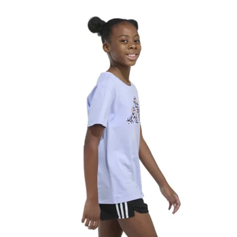 adidas Big Kid Girls Crew Neck Short Sleeve Regular Fit Graphic T-Shirt
