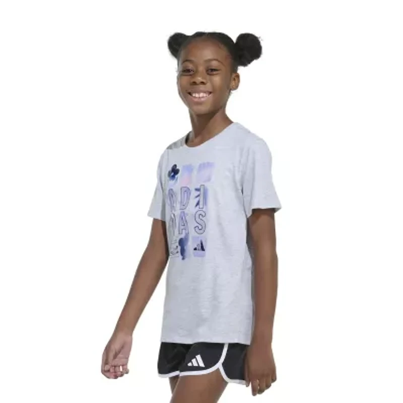 adidas Big Kid Girls Crew Neck Short Sleeve Regular Fit Graphic T-Shirt