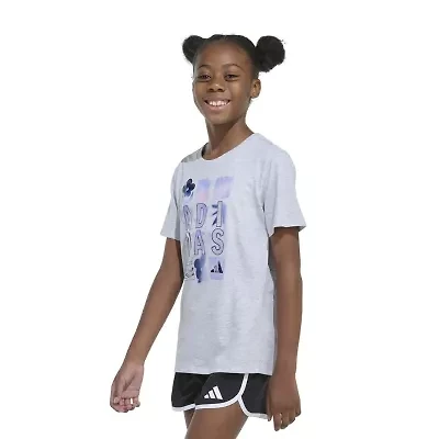 adidas Big Kid Girls Crew Neck Short Sleeve Regular Fit Graphic T-Shirt