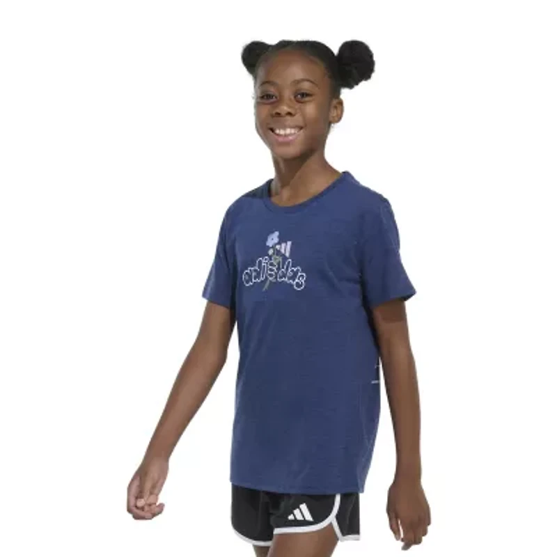 adidas Big Kid Girls Crew Neck Short Sleeve Regular Fit Graphic T-Shirt