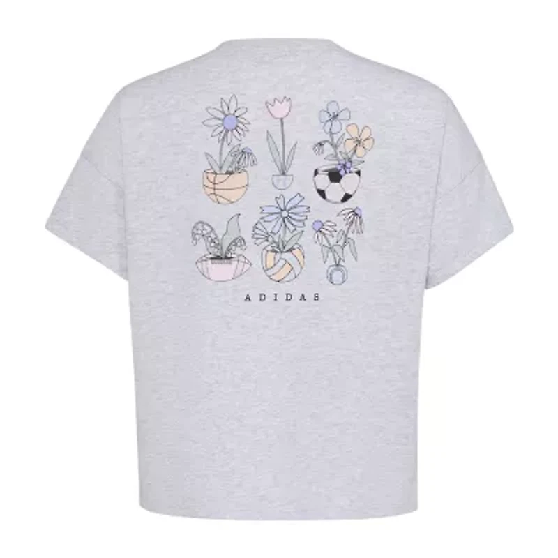adidas Big Kid Girls Crew Neck Short Sleeve Loose Fit Graphic T-Shirt
