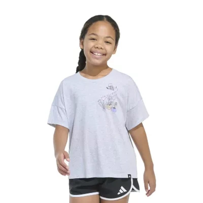 adidas Big Kid Girls Crew Neck Short Sleeve Loose Fit Graphic T-Shirt