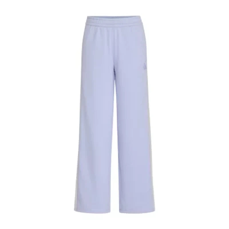 adidas Big Kid Girls Mid Rise Wide Leg Loose Fit French Terry Pull-On Pant