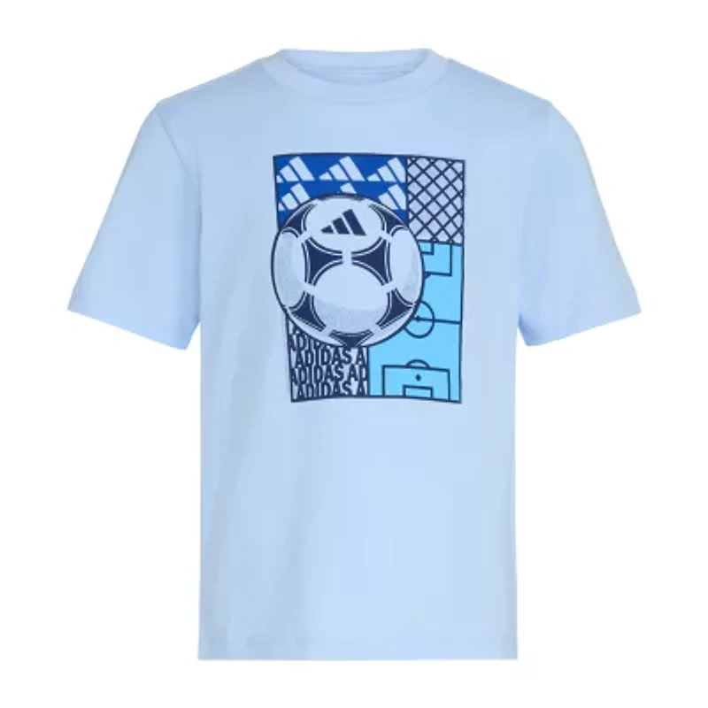 adidas Little Boys Crew Neck Short Sleeve Regular Fit Graphic T-Shirt