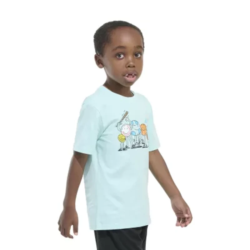 adidas Little Boys Crew Neck Short Sleeve Regular Fit Graphic T-Shirt