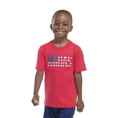 adidas Little Boys Crew Neck Short Sleeve Regular Fit Graphic T-Shirt