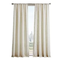 Martha Stewart Metallic Leaves Rod Pocket Light-Filtering Set of 2 Curtain Panel