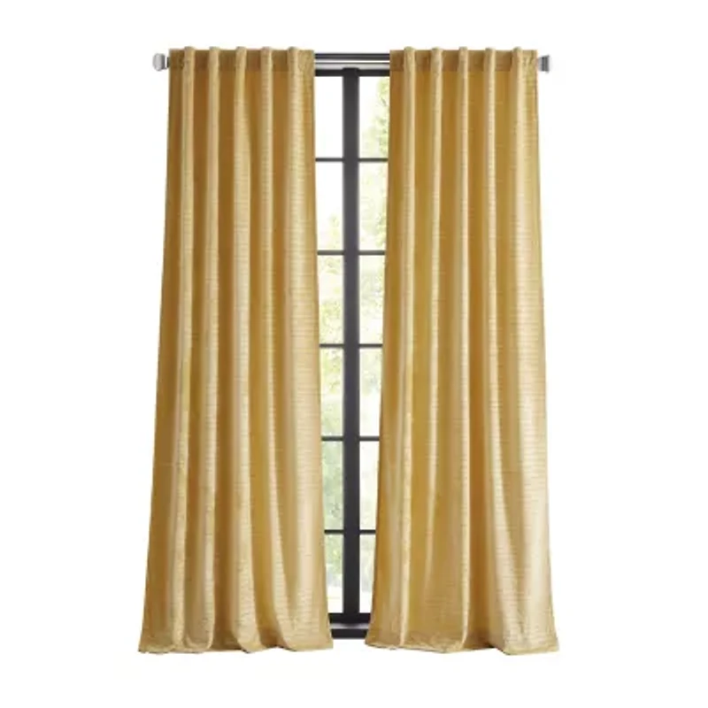 Martha Stewart Wave Embossed Velvet Rod Pocket Blackout Set of 2 Curtain Panel