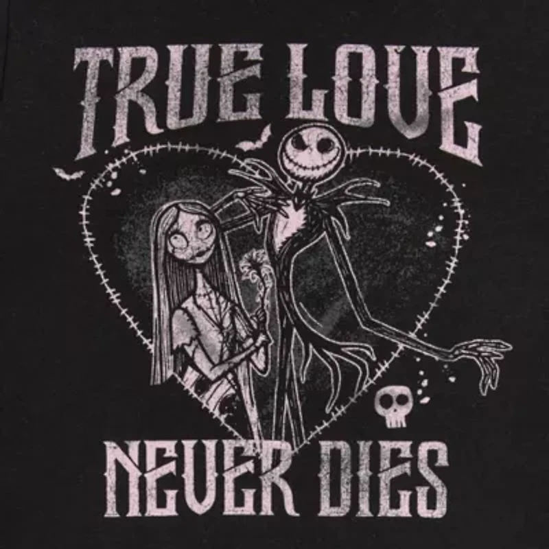 Ringer Womens Crew Neck Short Sleeve Regular Fit Nightmare Before Christmas Juniors Graphic T-Shirt