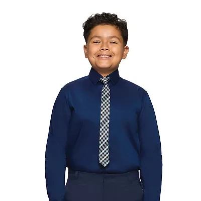 Van Heusen Little & Big Kid Boys Stretch Fabric Long Sleeve Point Collar Shirt + Tie Set