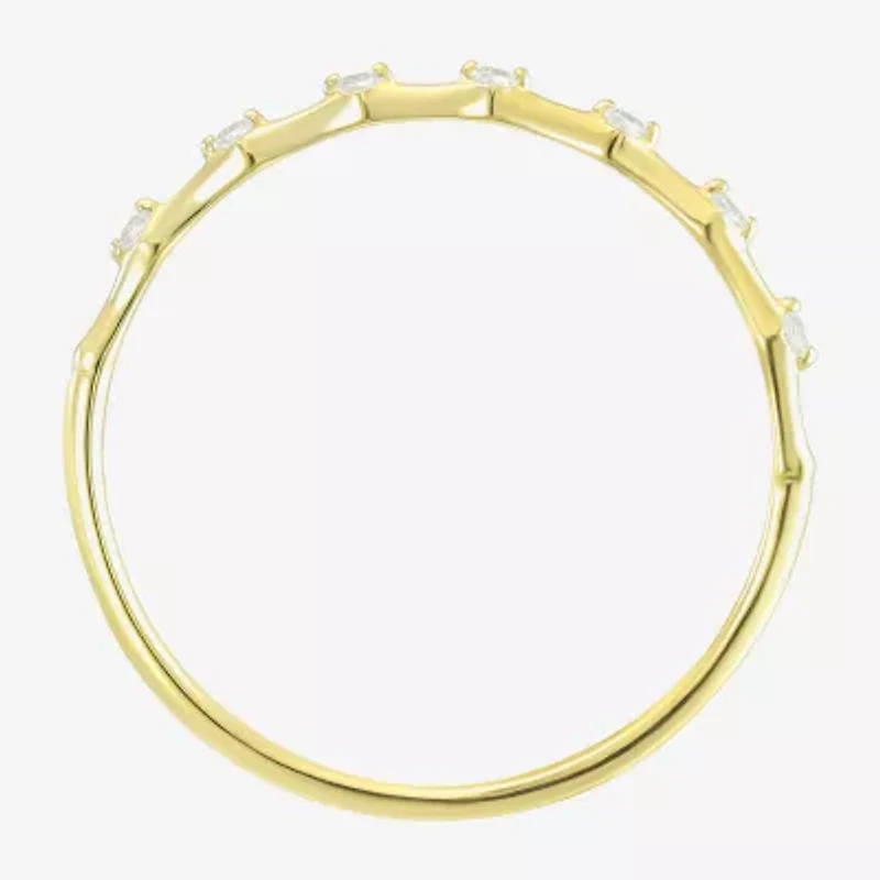 Gold Addiction Womens White Cubic Zirconia 10K Gold Stackable Ring