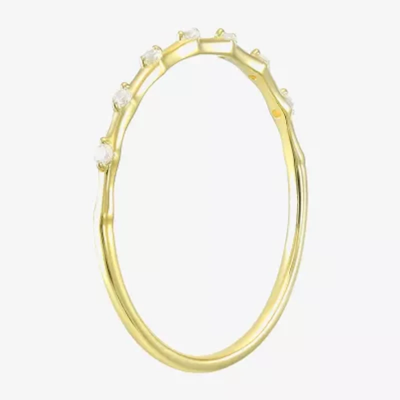 Gold Addiction Womens White Cubic Zirconia 10K Gold Stackable Ring