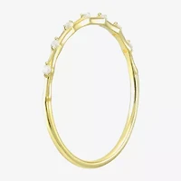 Gold Addiction Womens White Cubic Zirconia 10K Gold Stackable Ring