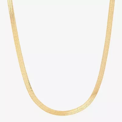 Bonded Brilliance Womens 14K Gold Over Silver 20 Inch Herringbone Chain Necklace