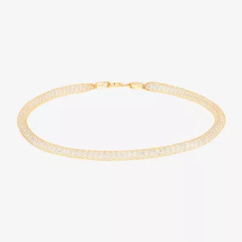 Made in Italy Womens 10K Gold 7.5 Inch Solid Chain Bracelet