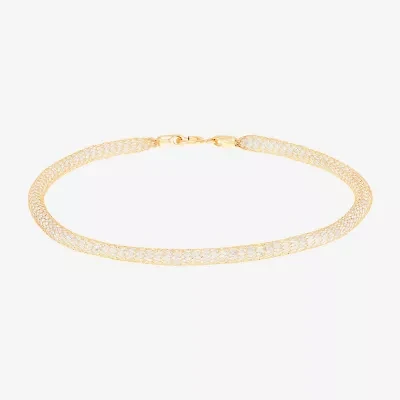 Made in Italy Womens 10K Gold 7.5 Inch Solid Chain Bracelet