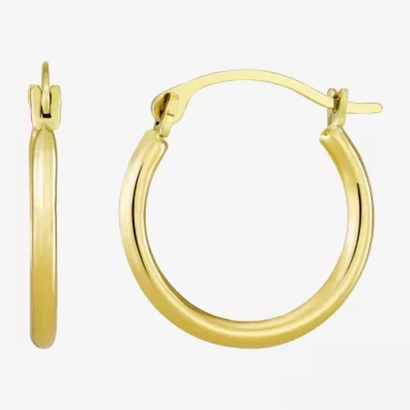 Womens 10K Gold 15mm Round Hoop Earrings