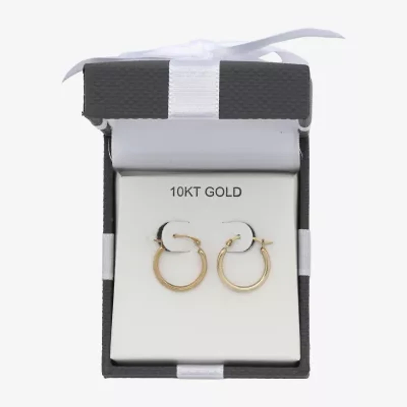 Womens 10K Gold 15mm Round Hoop Earrings