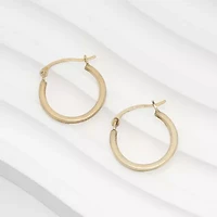 Womens 10K Gold 15mm Round Hoop Earrings
