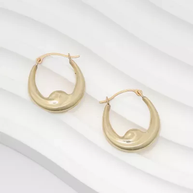 Womens 10K Gold 17.5mm Round Hoop Earrings