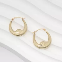 Womens 10K Gold 17.5mm Round Hoop Earrings