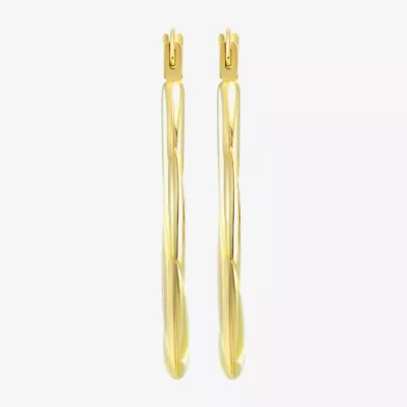 Womens 14K Gold Oval Hoop Earrings
