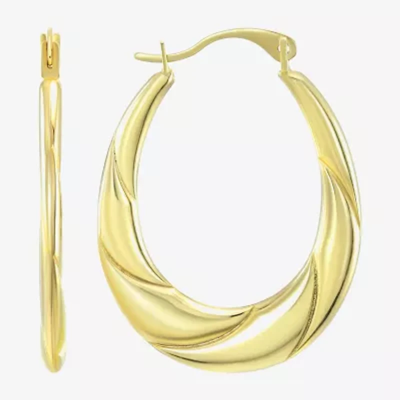 Womens 14K Gold Oval Hoop Earrings