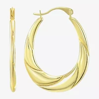 Womens 14K Gold Oval Hoop Earrings