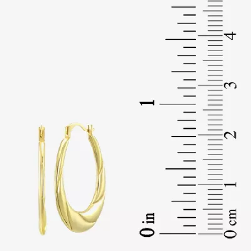 Womens 14K Gold Oval Hoop Earrings